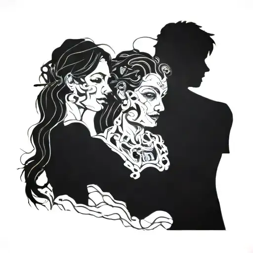 mechanical, god, wife, 3 daughters tattoo design idea