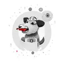 A new-school tattoo design with a cute sheepadoodle wearing a dinosaur costume tattoo design idea