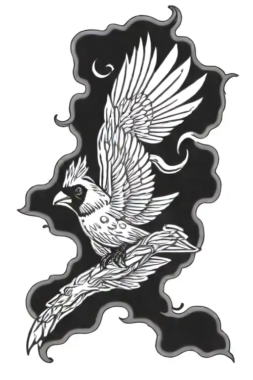 cardinal flying tattoo design idea