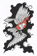 cardinal flying tattoo design idea