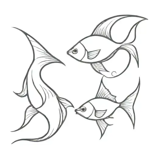 two fishes outlines only black tattoo design idea