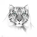 A stack of books with each book cover depicting a different species of big cat, set against a backdrop of a dense rainforest tattoo design idea