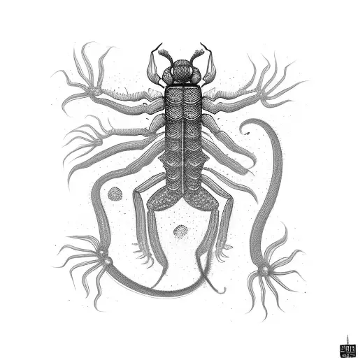 Centipede with several human bodies on its body tattoo design idea