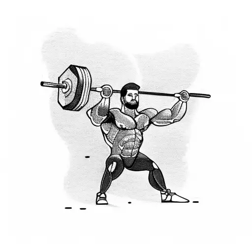 A weightlifter lifting a barbell with determination tattoo design idea