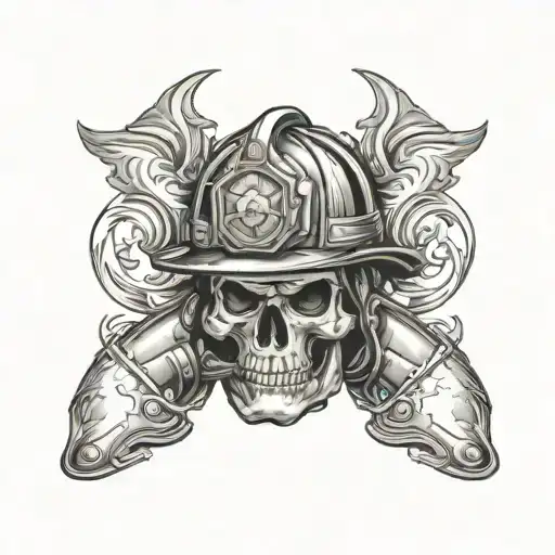 firefighter with skull tattoo design idea