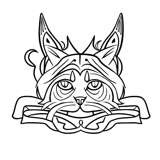 Cat with devil horns tattoo design idea