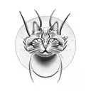 Cat with devil horns tattoo design idea