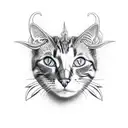 Cat with devil horns tattoo design idea