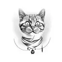 Cat with devil horns tattoo design idea