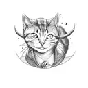 Cat with devil horns tattoo design idea