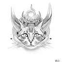 Cat with devil horns tattoo design idea