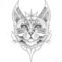 Cat with devil horns tattoo design idea