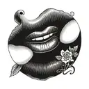 red lips with words H y M tattoo design idea
