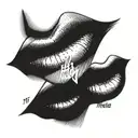 red lips with words H y M tattoo design idea