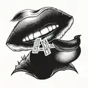 red lips with words H y M tattoo design idea