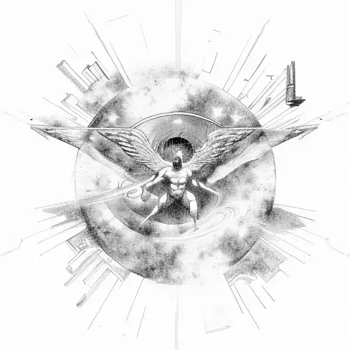 Icarus falling from virgo star constellation  tattoo design idea