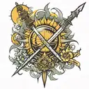 sun and sword tattoo design idea