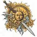 sun and sword tattoo design idea