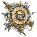 sun and sword tattoo design idea