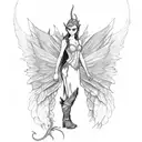 elf fairy with dragon wings side view  tattoo design idea