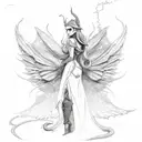 elf fairy with dragon wings side view  tattoo design idea