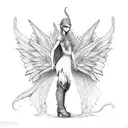 elf fairy with dragon wings side view  tattoo design idea