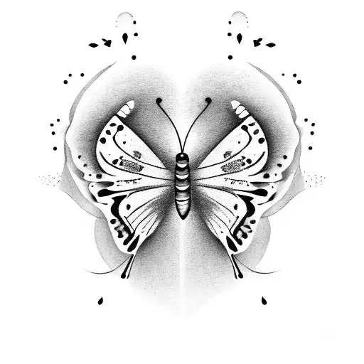 butterfly with loved ones ashes as background  tattoo design idea