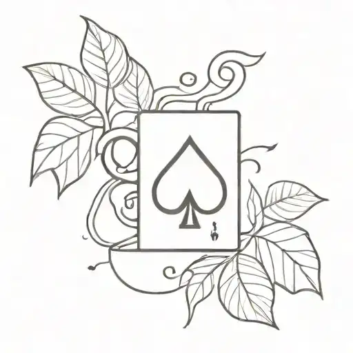 ace of spades and coffee leaves growing tattoo design idea