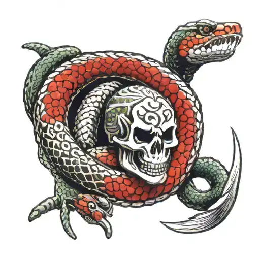 snake and dagger tattoo design idea