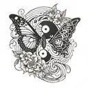 Yin Yang Butterfly tattoo design idea