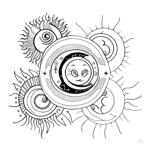 Moon and sun tattoo design idea