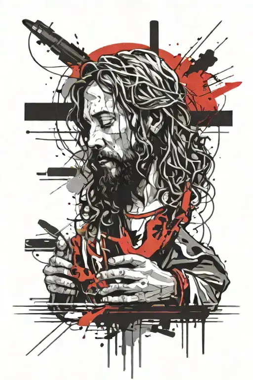 Jesus praying tattoo design idea