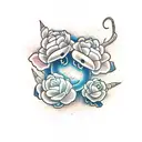 snake and peonies tattoo design idea