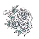 snake and peonies tattoo design idea