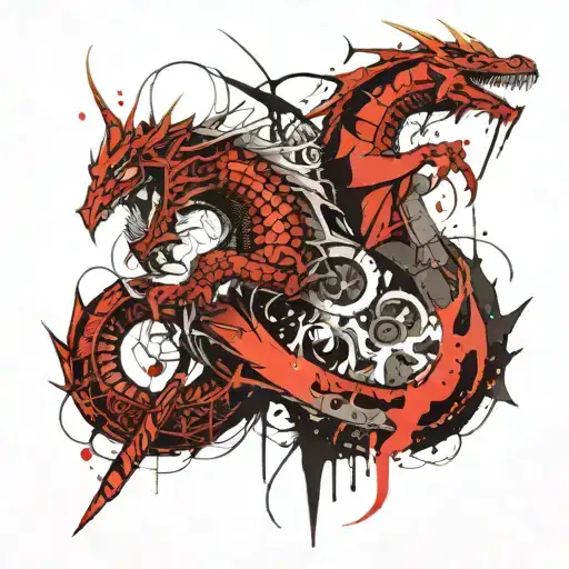 Dagger and dragon tattoo design idea