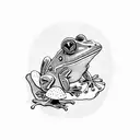 Cute frog on a mushroom tattoo design idea