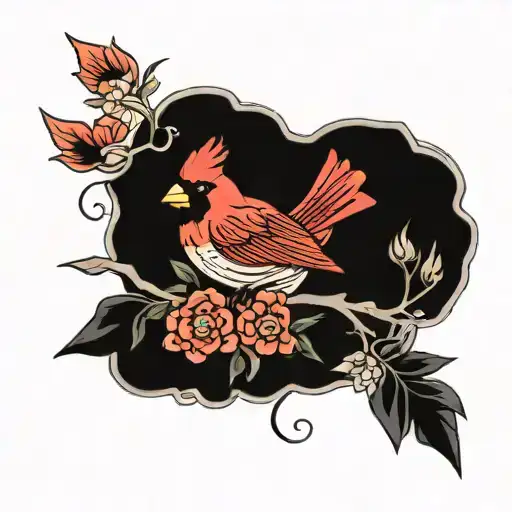 red cardinal  tattoo design idea