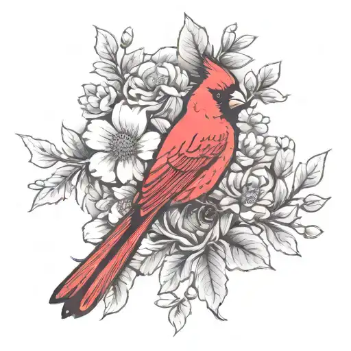 red cardinal with 1943-2011  tattoo design idea