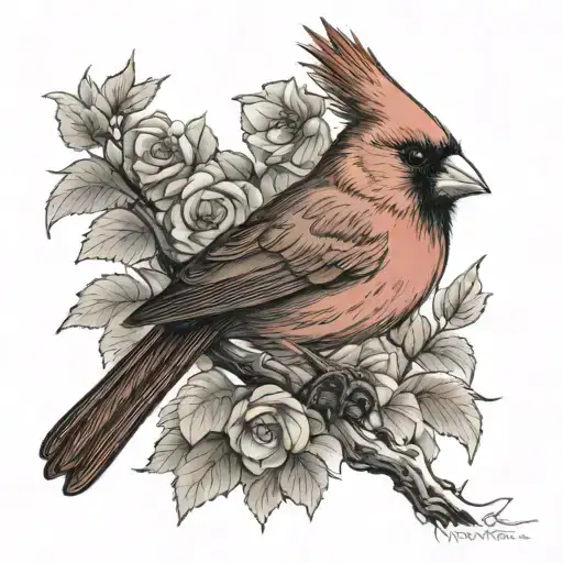 red cardinal  1943-2011  tattoo design idea