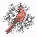 red cardinal with 1943-2011  tattoo design idea