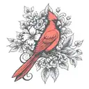 red cardinal with 1943-2011  tattoo design idea