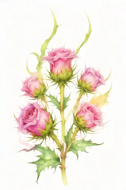 Scottish thistle and rose  tattoo design idea