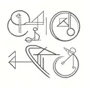 a simple black symbol fusing only the unicode symbols for Leo ♌, Cancer ♋, Aquarius ♒, and Sagittarius ♐ with slight ove tattoo design idea
