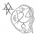 a simple black symbol fusing only the unicode symbols for Leo ♌, Cancer ♋, Aquarius ♒, and Sagittarius ♐ with slight ove tattoo design idea