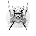 Viking warrior with intricate circuitry armor tattoo design idea