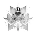 Viking warrior with intricate circuitry armor tattoo design idea