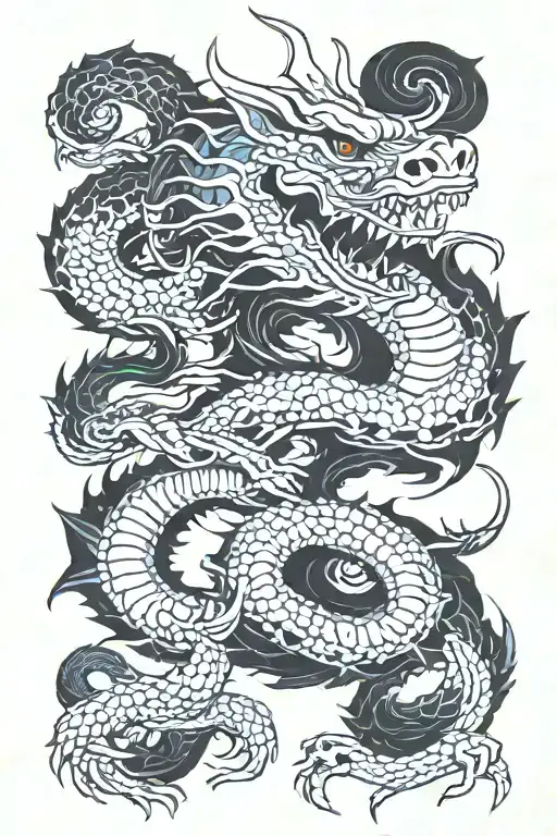 skeleton dragon wrapped tattoo design idea