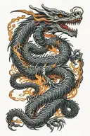 skeleton dragon breathing fire tattoo design idea