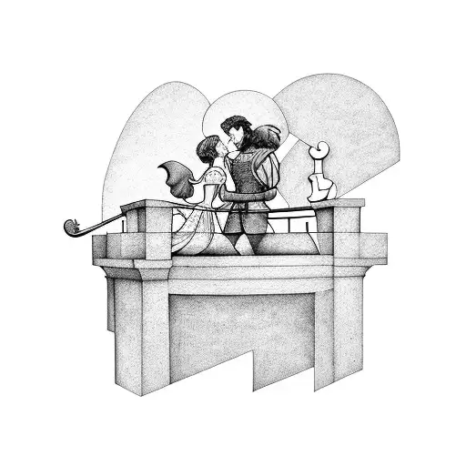 Lucy and Mr. Tumnus from Narnia and Romeo and Juliet on balcony tattoo design idea