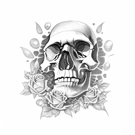 frankenstein, Skull and roses tattoo design idea